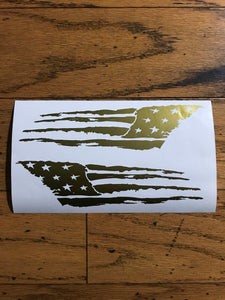 Distressed Tattered USA America Flag Decal Set of 2 Medium Custom Vinyl Stickers
