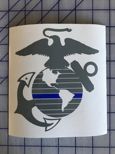 USMC EGA Thin Blue Line Decal Custom Vinyl car truck window US Marine Police Sticker