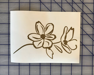 Flower Line Art Decals Custom Vinyl Laptop window Floral Sticker