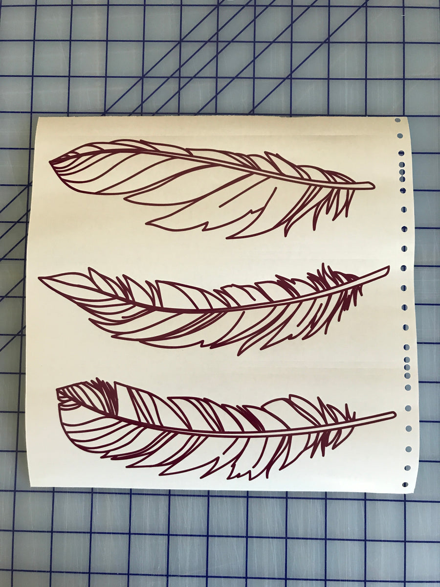 Feathers Set of 3 Custom Vinyl Decals car truck window Boho stickers