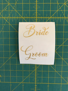 Bride Groom Champagne Toast Glass Decals Custom vinyl wedding drink glass stickers
