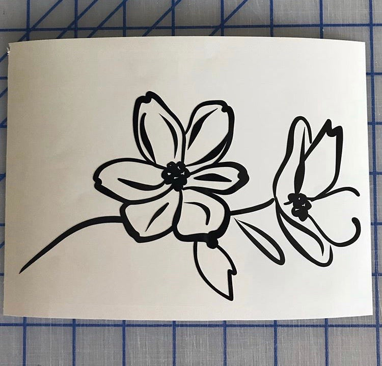 Flower Line Sticker Flower Line Art Decals Custom Vinyl Laptop window Floral Sticker ...