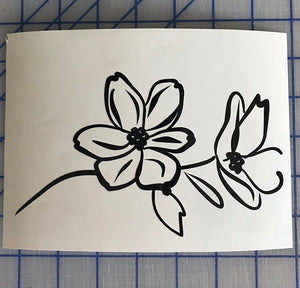 Flower Line Art Decals Custom Vinyl Laptop window Floral Sticker