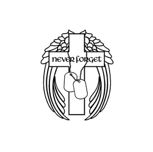 Never Forget Memorial Decal Customizable Angel Wings Cross Military Love Ones Lost Sticker