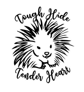 tough hide tender heart porcupine decal car truck window sticker