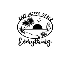 Salt Water Heals Everything Decal Custom Tropical Vinyl car truck window sticker